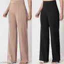 Women's High-Rise Bootcut Bell-Bottom Trousers Pack of 2