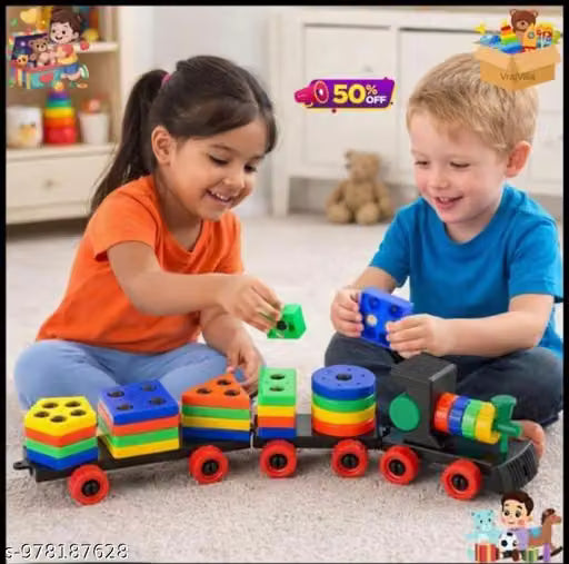 Educational Shape Sorter Train Toy Multicolor